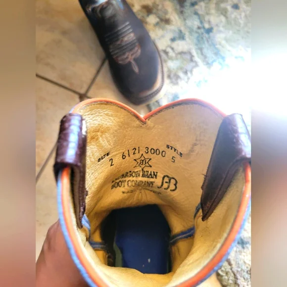 Anderson Bean Brown and Blue Cowboy Western Boots Kids - Picture 3 of 7